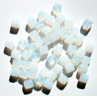 50 8mm Diagonal Hole White Opal Cubes